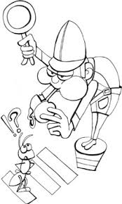 Online coloring book: Coloring page policeman stops the ant